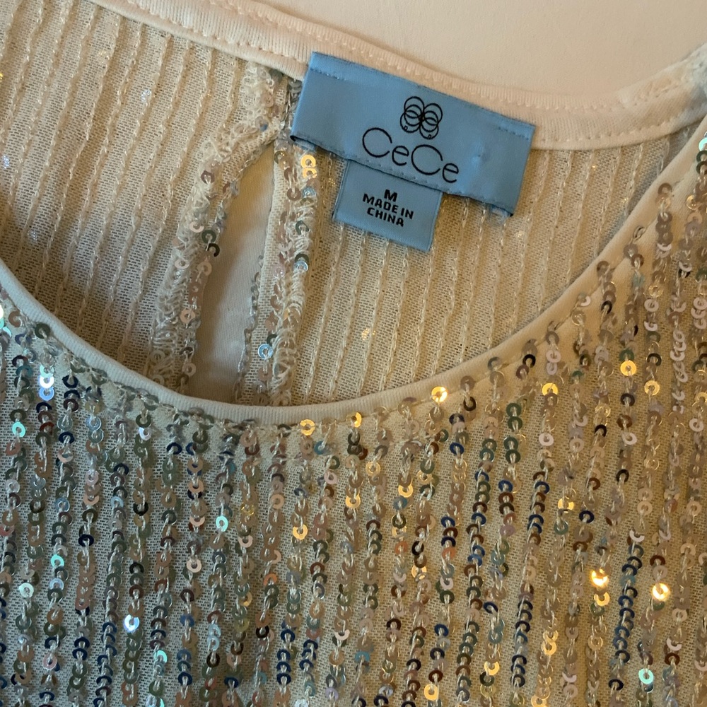 CeCe Sparkling Sequin Tank Top - Silver - Picture 4 of 6